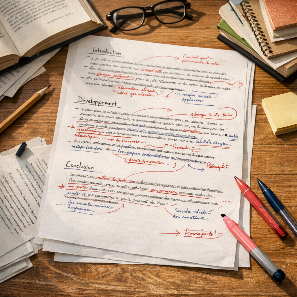 Rédiger l’introduction, les paragraphes et la conclusion avec une copie annotée
