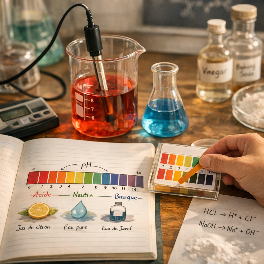 Le pH&nbsp;: relier mesure, échelle et caractère acide ou basique