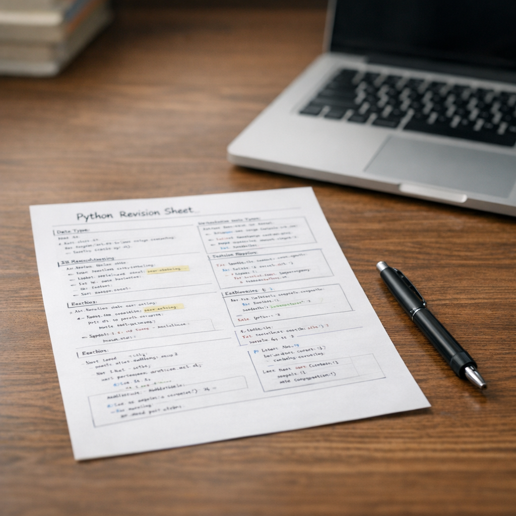 La fiche Python de seconde aide à réviser et à s'entraîner