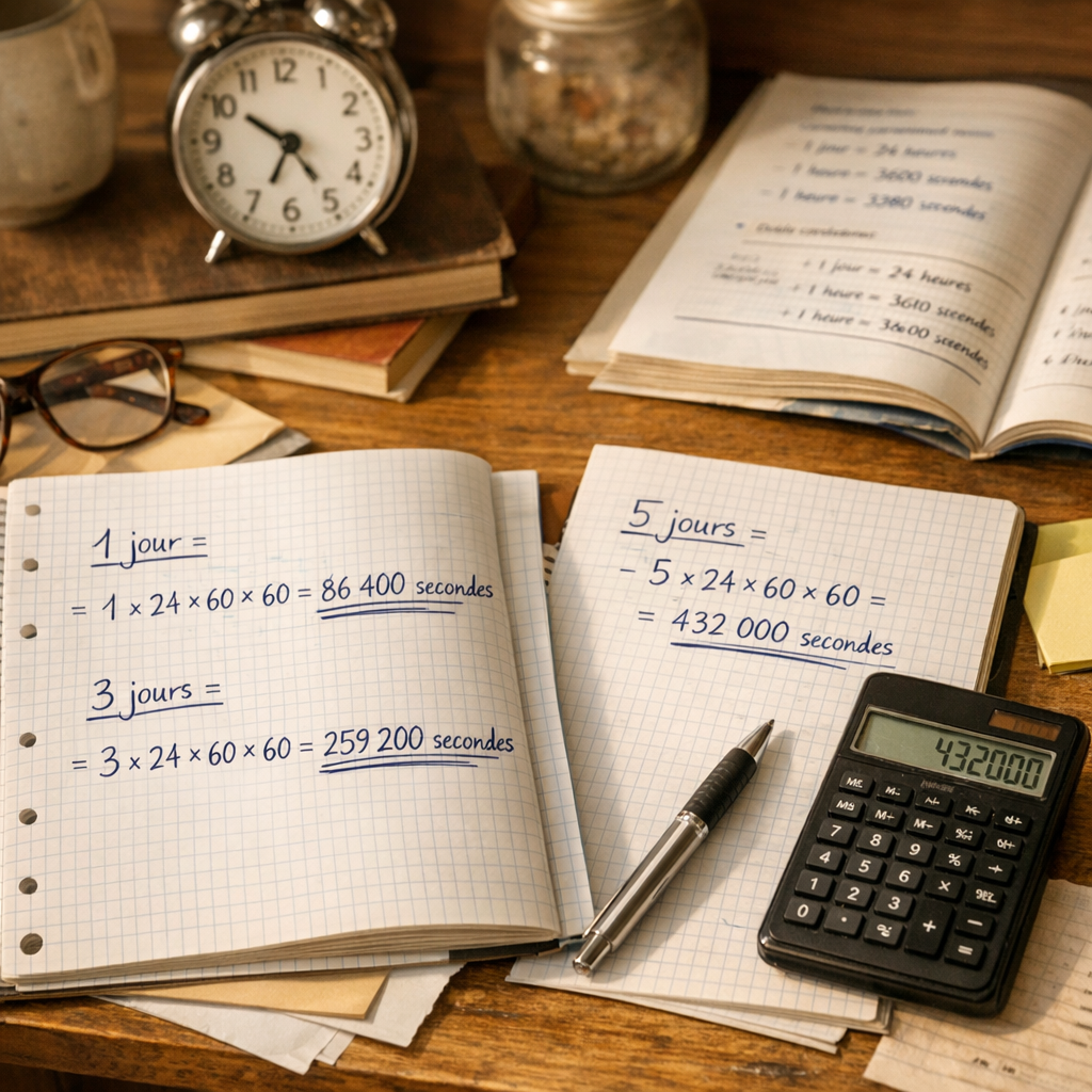 Exemples résolus pour convertir des jours en secondes