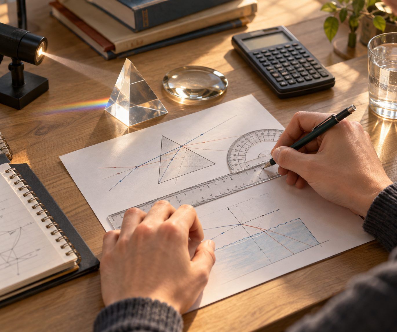 Exemples résolus et exercices sur les lois de Snell-Descartes