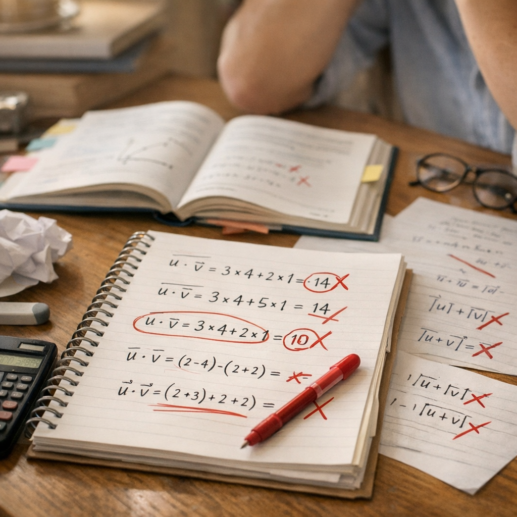 Erreurs fréquentes sur le scalaire maths