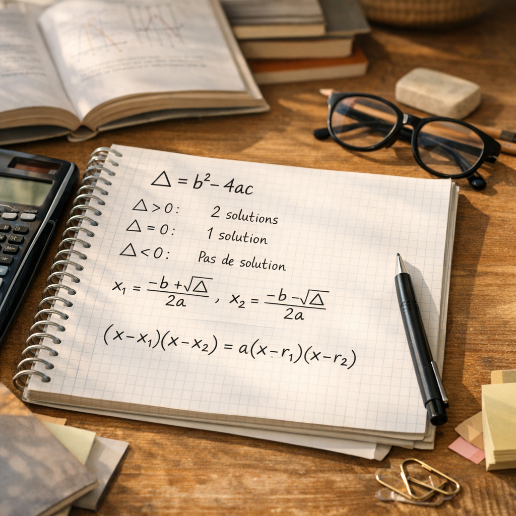 Équation du second degré : discriminant, racines et forme factorisée