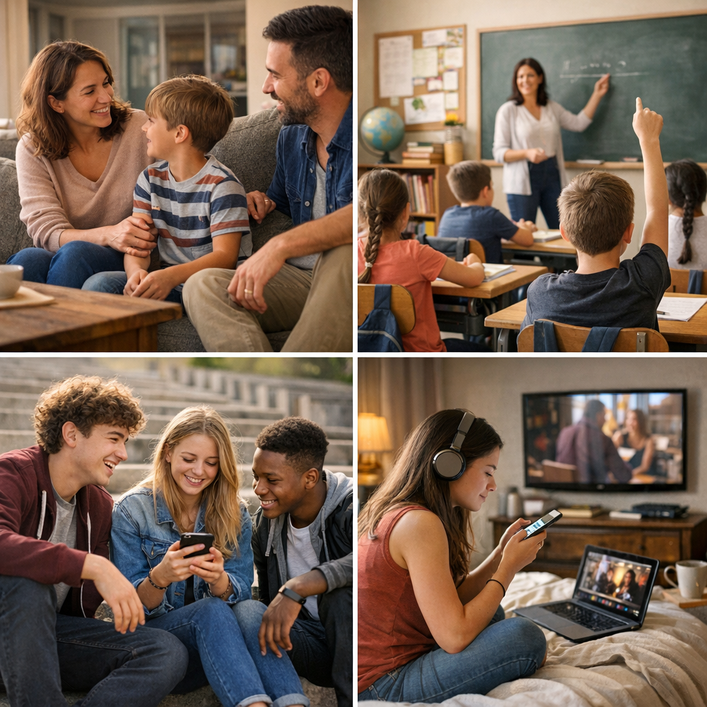 Les instances de socialisation&nbsp;&nbsp;: famille, école, pairs, médias